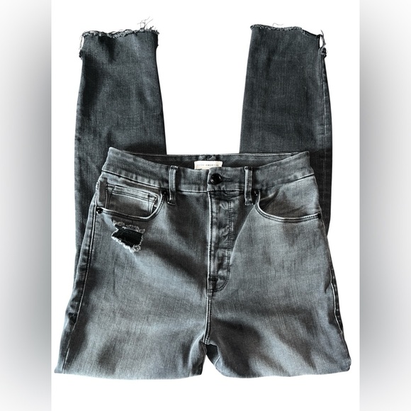 GOOD AMERICAN High Rise Good Waist Crop Skinny Jeans Washed Black Size 4 / 27 - Picture 5 of 10